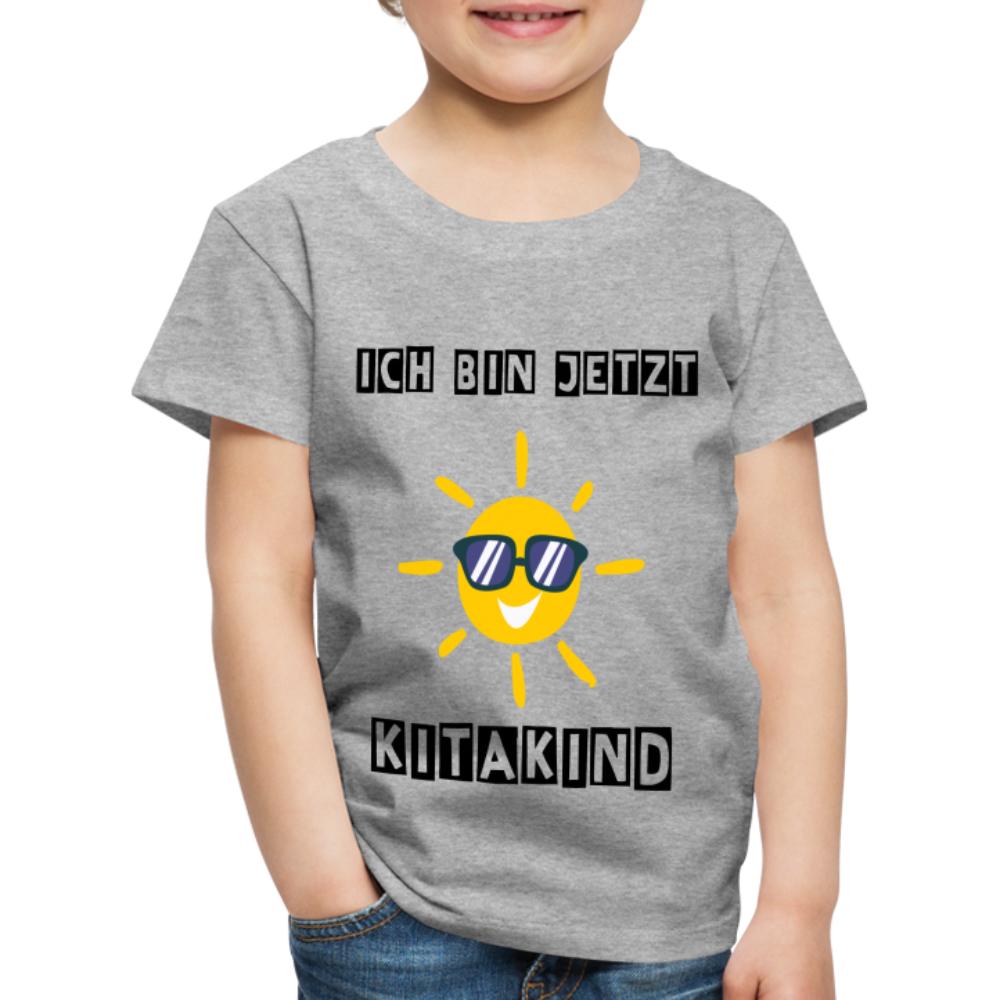 Kinder Premium T-Shirt - Kitakind Sonne - Grau meliert