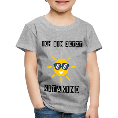 Kinder Premium T-Shirt - Kitakind Sonne - Grau meliert