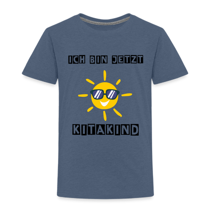 Kinder Premium T-Shirt - Kitakind Sonne - Blau meliert