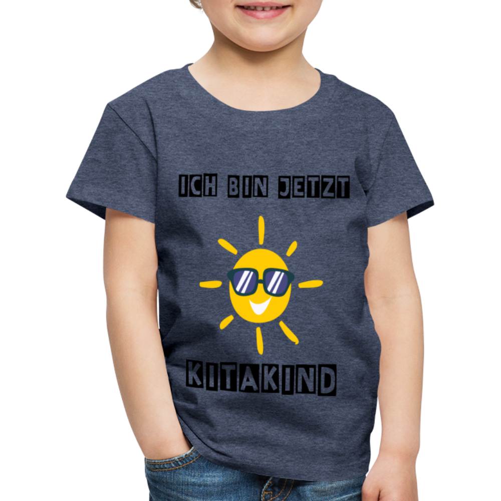 Kinder Premium T-Shirt - Kitakind Sonne - Blau meliert