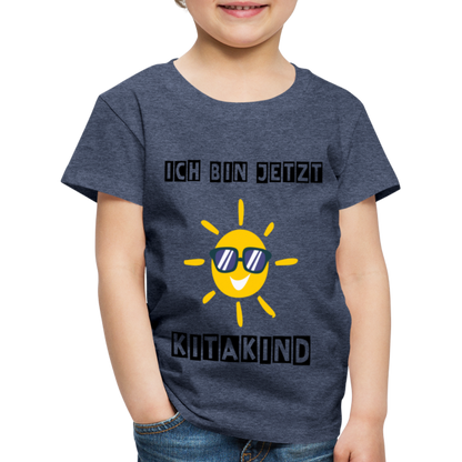 Kinder Premium T-Shirt - Kitakind Sonne - Blau meliert