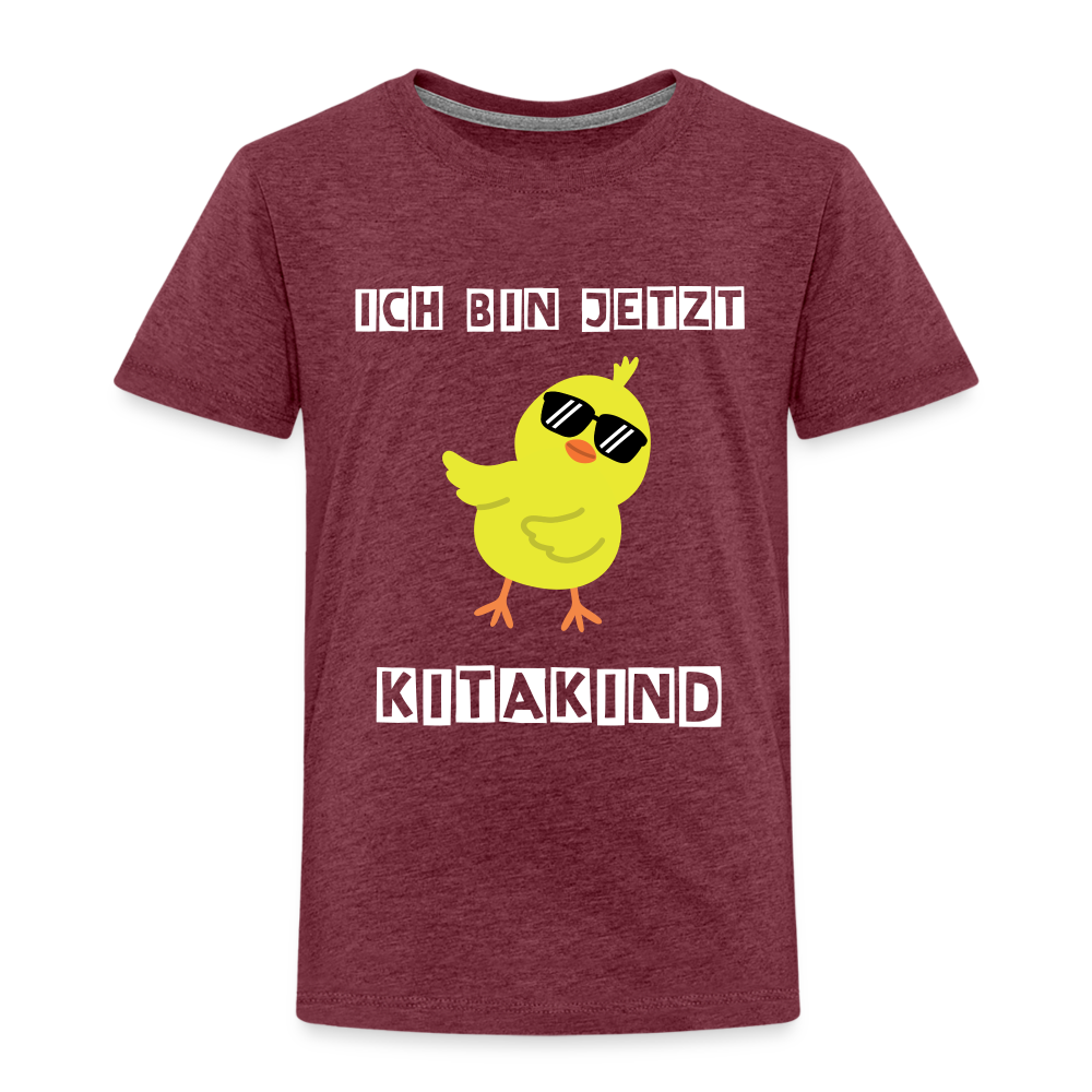 Kinder Premium T-Shirt - Kitakind Küken - Bordeauxrot meliert