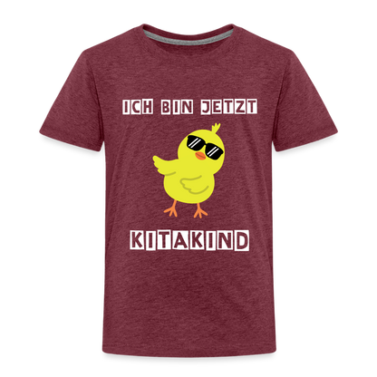 Kinder Premium T-Shirt - Kitakind Küken - Bordeauxrot meliert