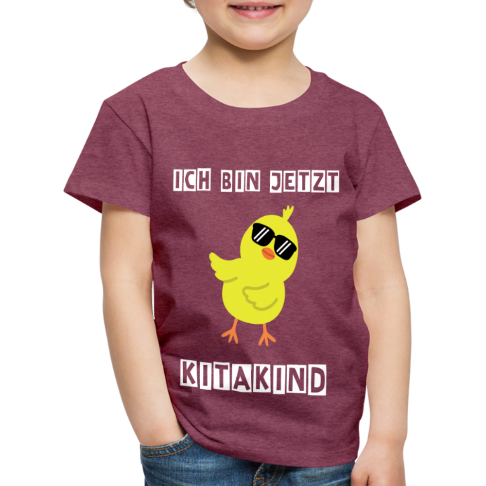 Kinder Premium T-Shirt - Kitakind Küken - Bordeauxrot meliert