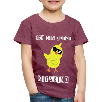 Kinder Premium T-Shirt - Kitakind Küken - Bordeauxrot meliert