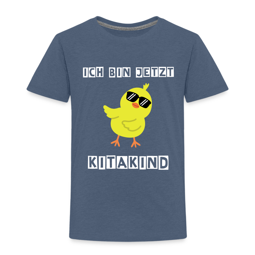 Kinder Premium T-Shirt - Kitakind Küken - Blau meliert