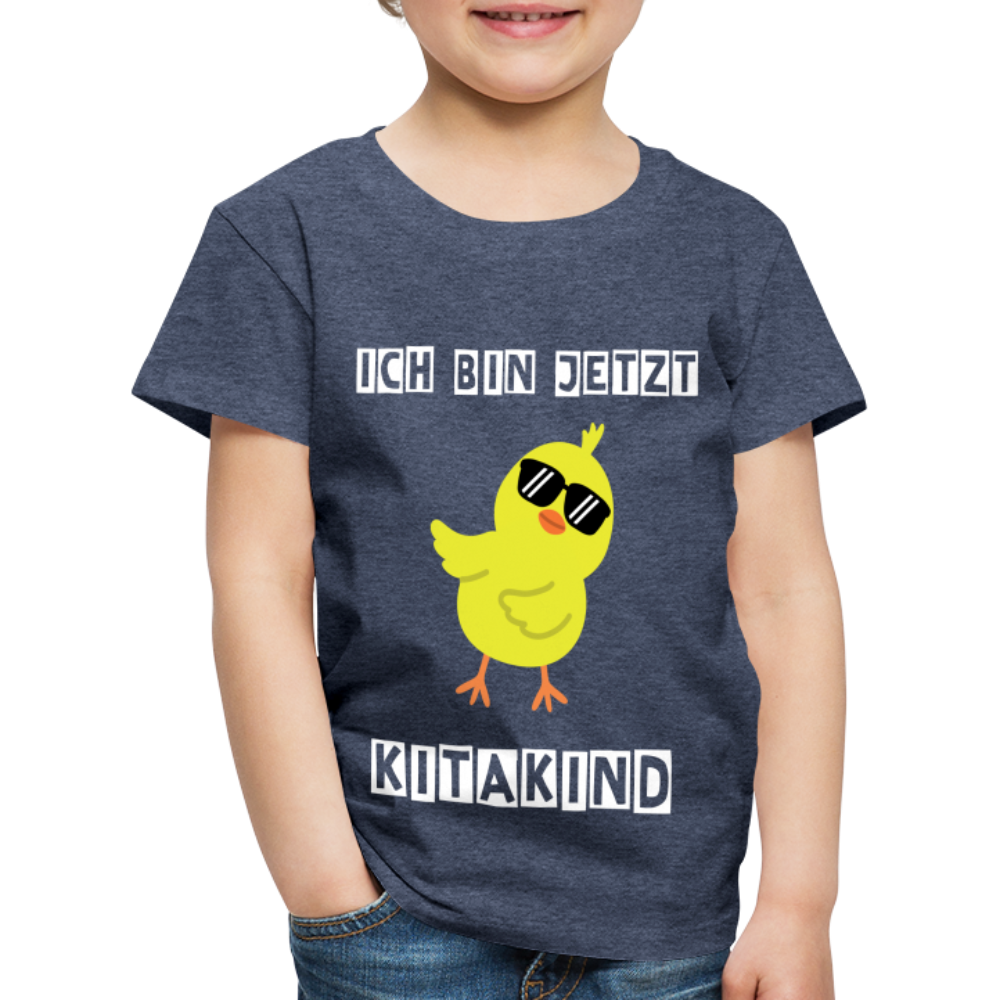 Kinder Premium T-Shirt - Kitakind Küken - Blau meliert