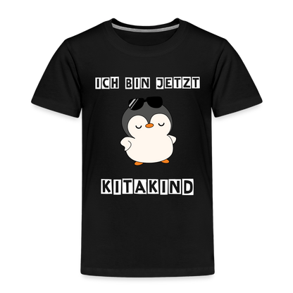 Kinder Premium T-Shirt - Kitakind Pinguin mit Sonnenbrille - Schwarz