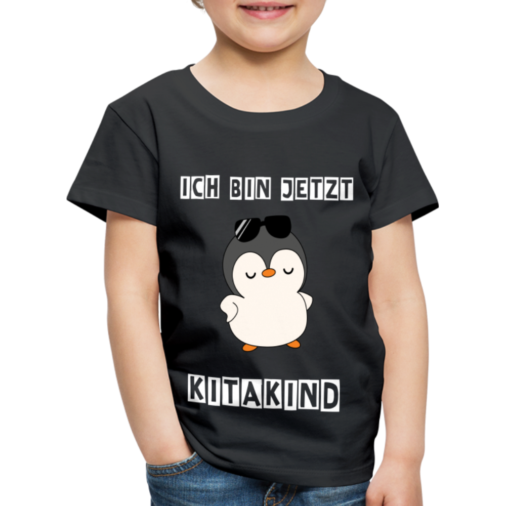 Kinder Premium T-Shirt - Kitakind Pinguin mit Sonnenbrille - Schwarz