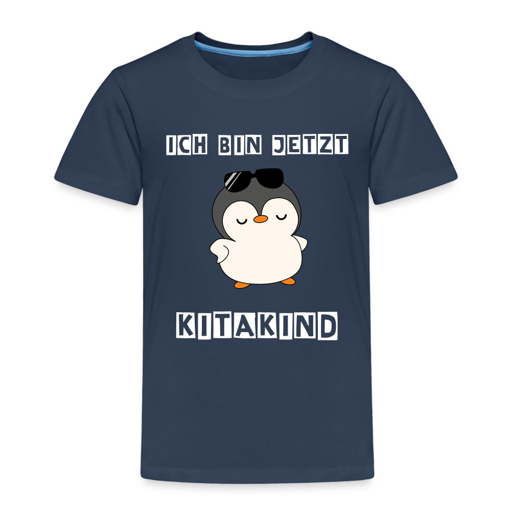 Kinder Premium T-Shirt - Kitakind Pinguin mit Sonnenbrille - Navy