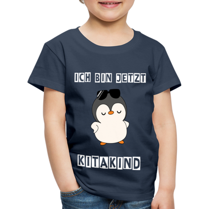 Kinder Premium T-Shirt - Kitakind Pinguin mit Sonnenbrille - Navy