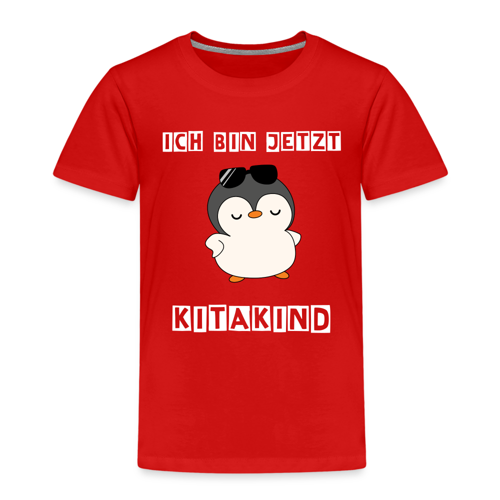 Kinder Premium T-Shirt - Kitakind Pinguin mit Sonnenbrille - Rot