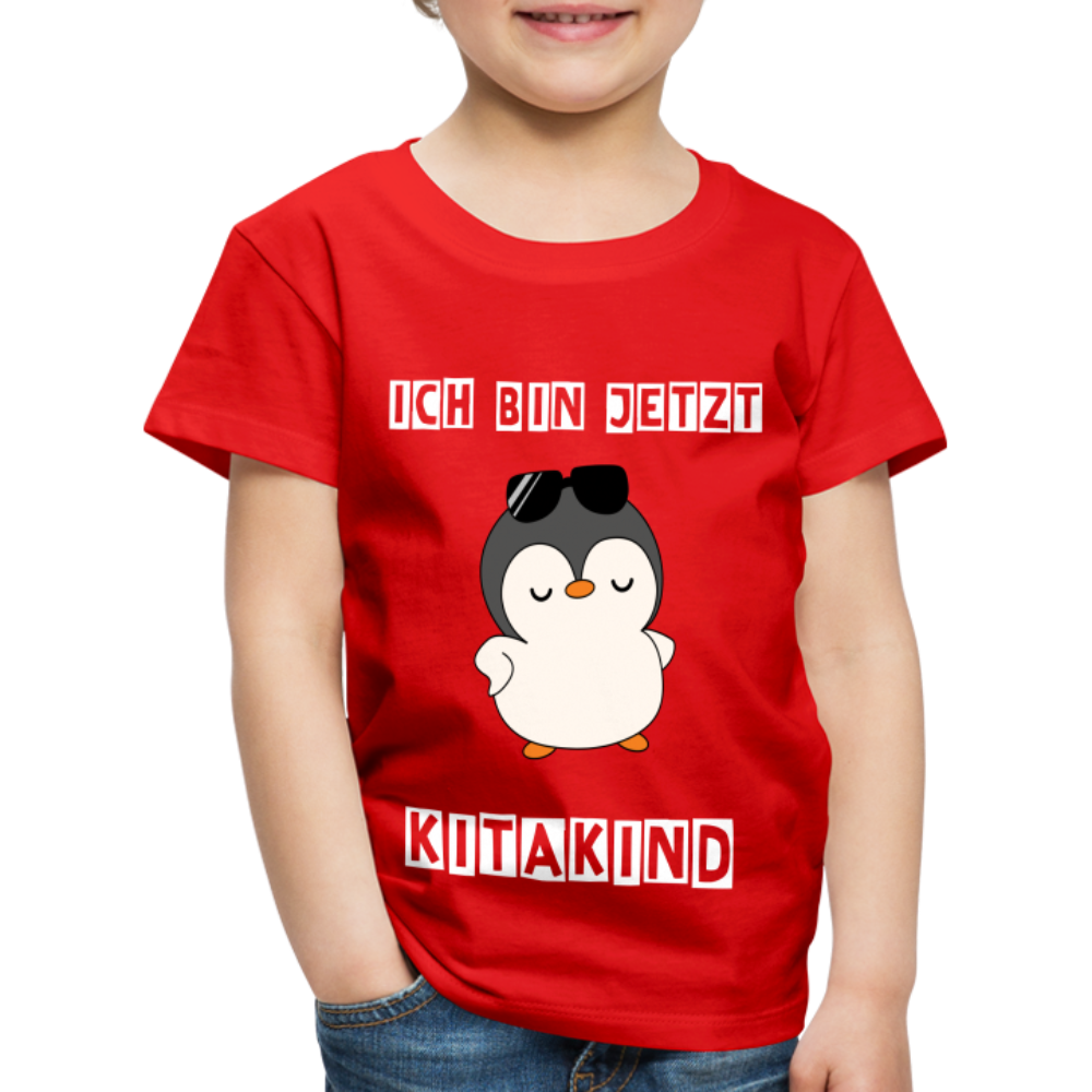 Kinder Premium T-Shirt - Kitakind Pinguin mit Sonnenbrille - Rot