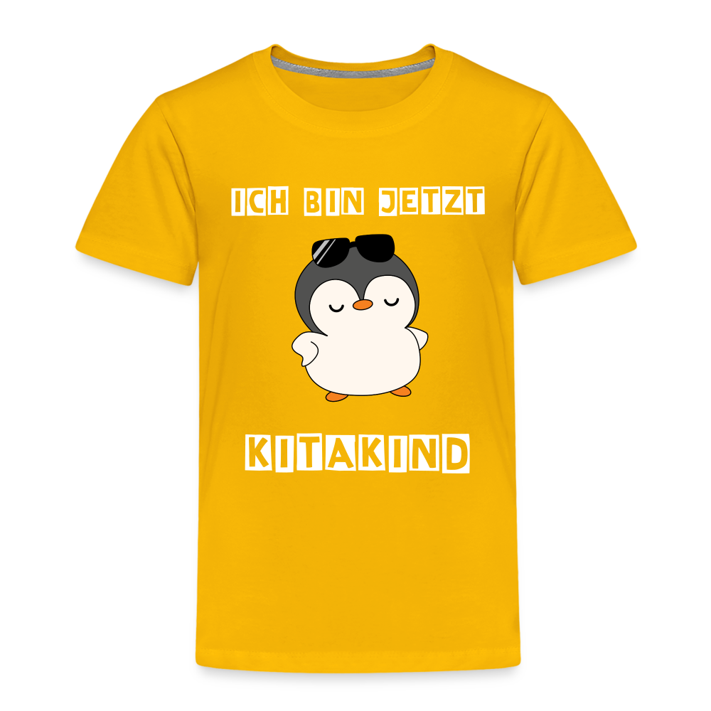 Kinder Premium T-Shirt - Kitakind Pinguin mit Sonnenbrille - Sonnengelb