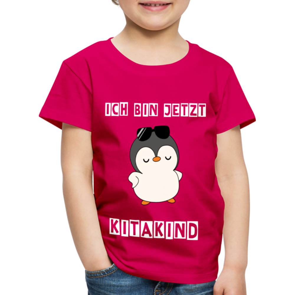 Kinder Premium T-Shirt - Kitakind Pinguin mit Sonnenbrille - dunkles Pink