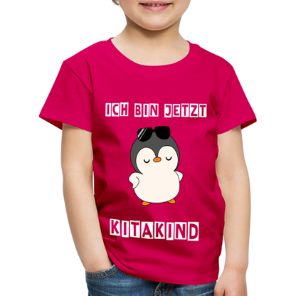 Kinder Premium T-Shirt - Kitakind Pinguin mit Sonnenbrille - dunkles Pink