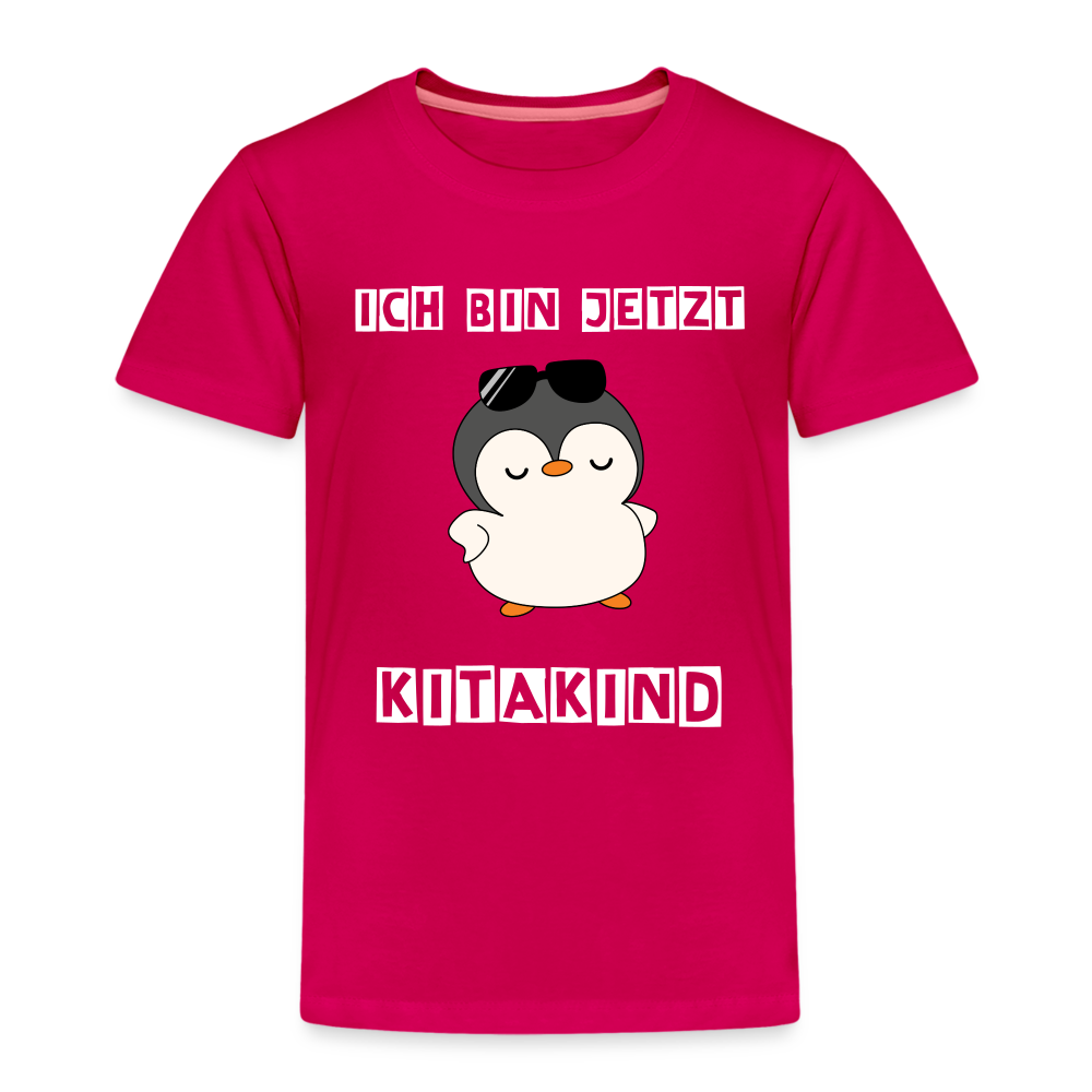 Kinder Premium T-Shirt - Kitakind Pinguin mit Sonnenbrille - dunkles Pink