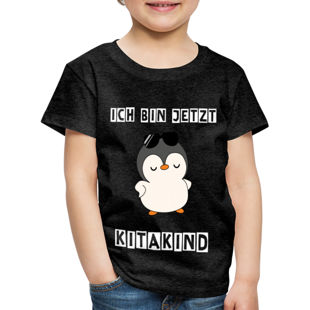 Kinder Premium T-Shirt - Kitakind Pinguin mit Sonnenbrille - Anthrazit