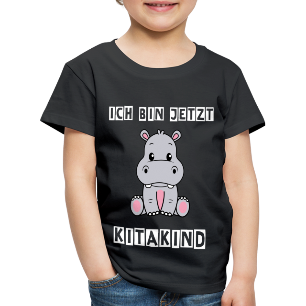 Kinder Premium T-Shirt - Kitakind Nilpferd - Schwarz