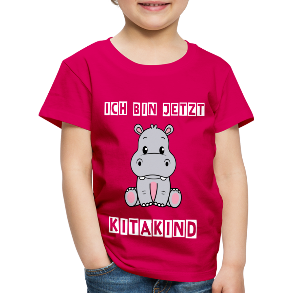 Kinder Premium T-Shirt - Kitakind Nilpferd - dunkles Pink