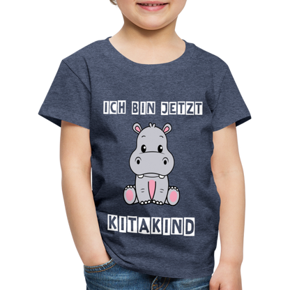 Kinder Premium T-Shirt - Kitakind Nilpferd - Blau meliert