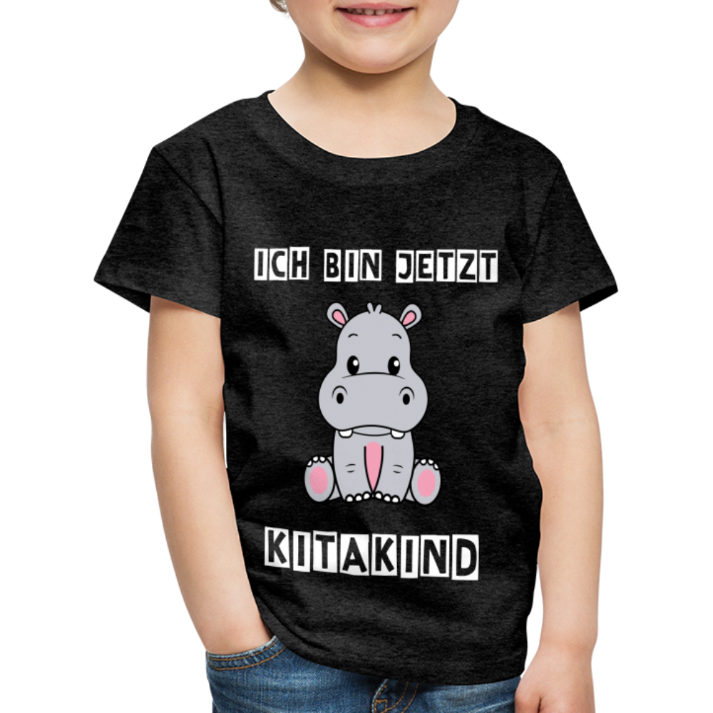 Kinder Premium T-Shirt - Kitakind Nilpferd - Anthrazit