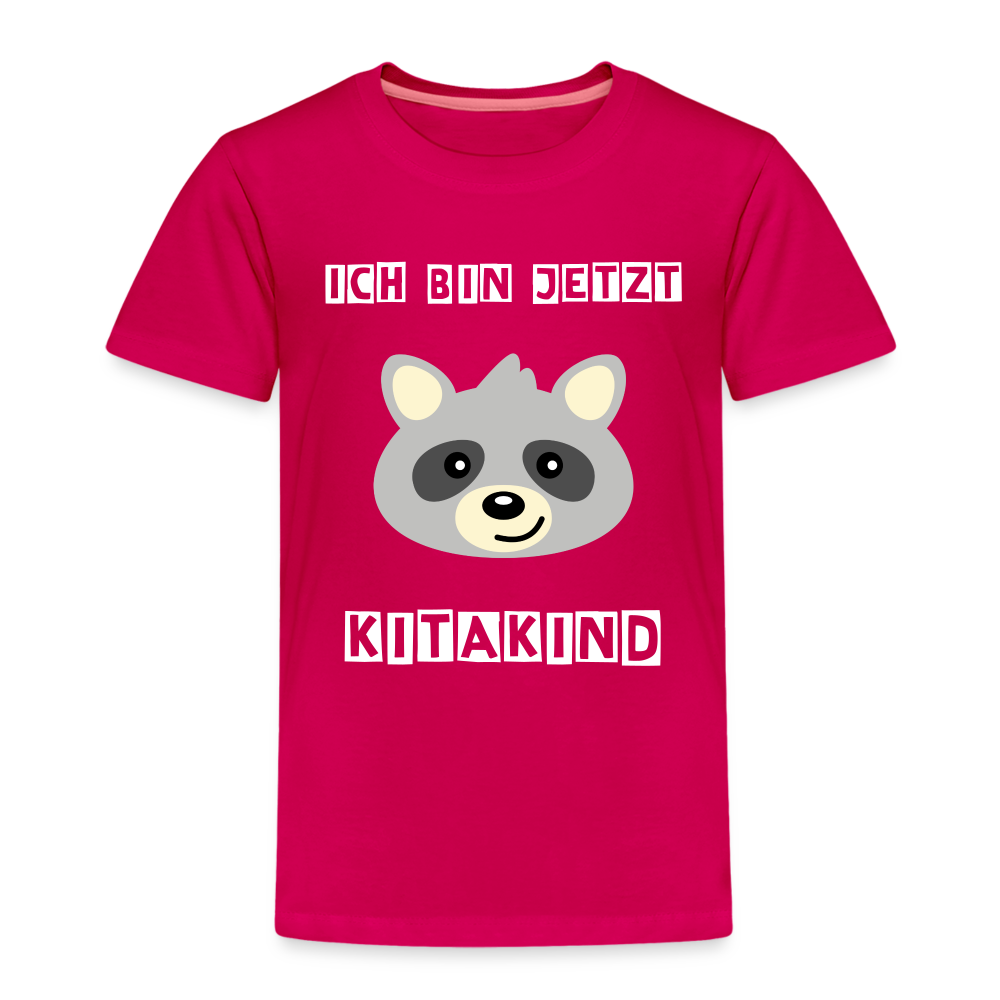 Kinder Premium T-Shirt - Kitakind Waschbär - dunkles Pink