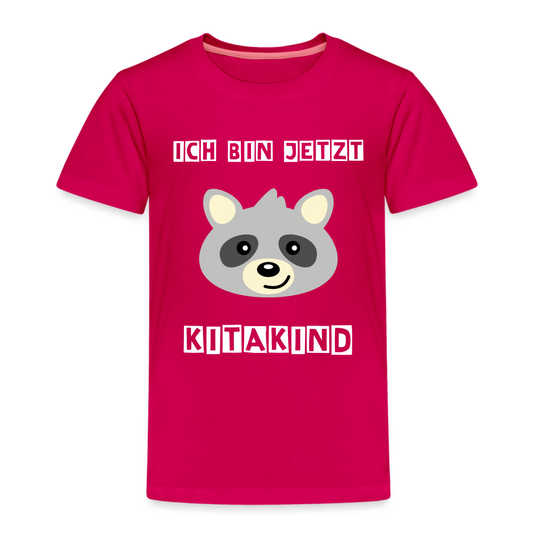 Kinder Premium T-Shirt - Kitakind Waschbär - dunkles Pink