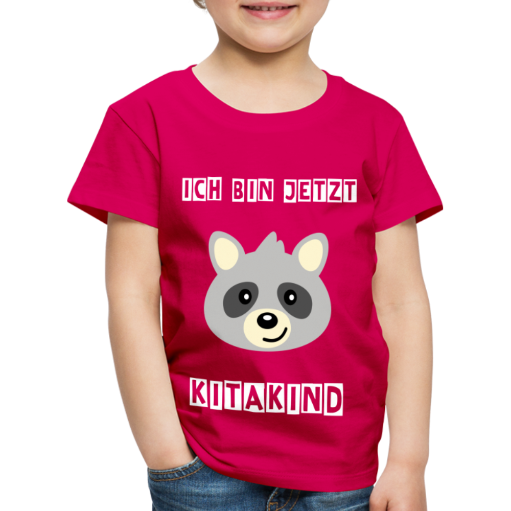 Kinder Premium T-Shirt - Kitakind Waschbär - dunkles Pink