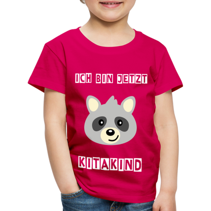 Kinder Premium T-Shirt - Kitakind Waschbär - dunkles Pink