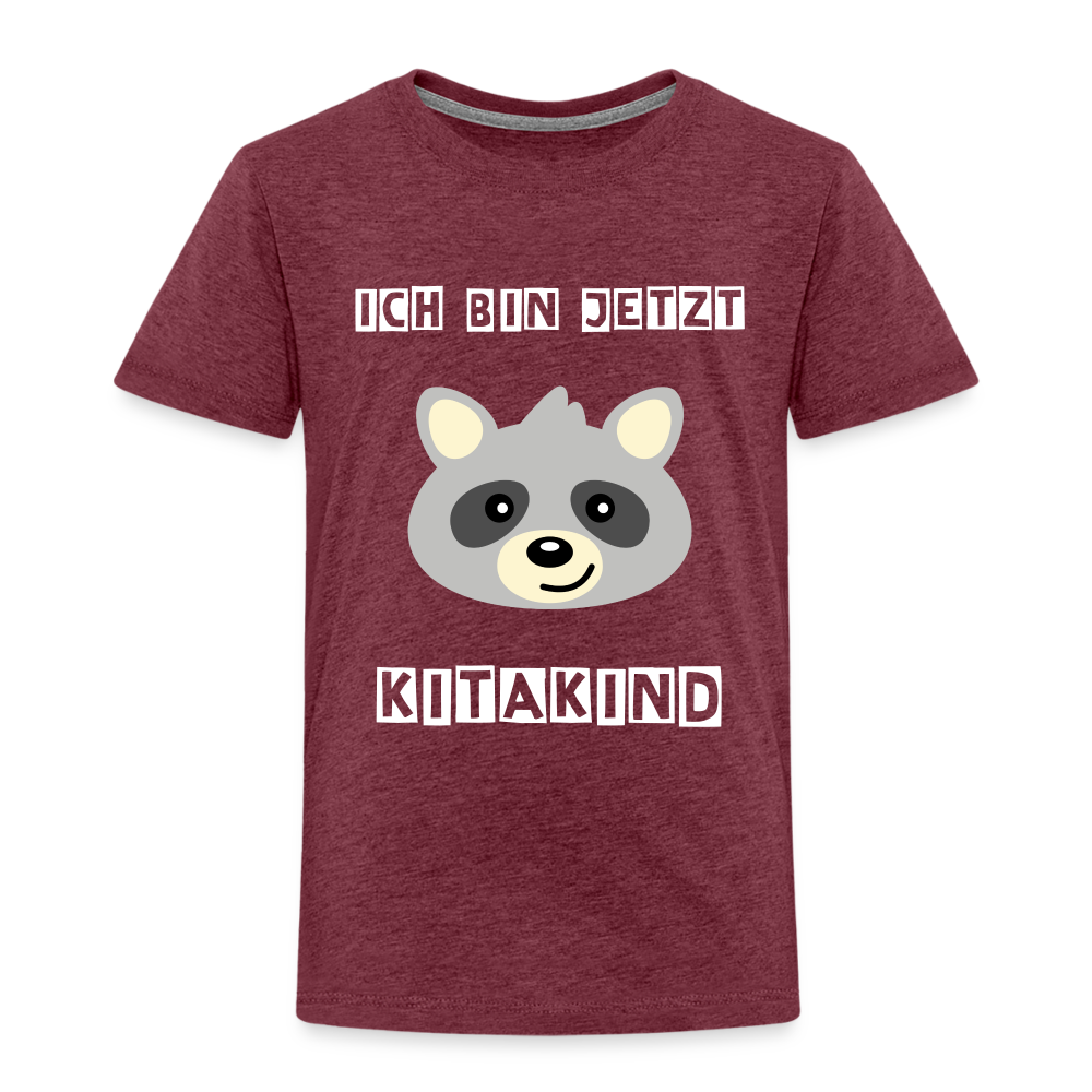 Kinder Premium T-Shirt - Kitakind Waschbär - Bordeauxrot meliert