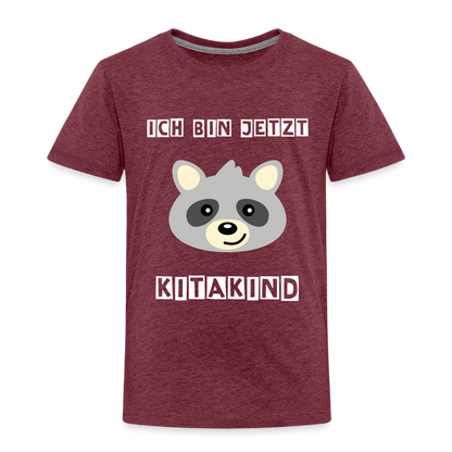 Kinder Premium T-Shirt - Kitakind Waschbär - Bordeauxrot meliert