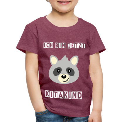 Kinder Premium T-Shirt - Kitakind Waschbär - Bordeauxrot meliert