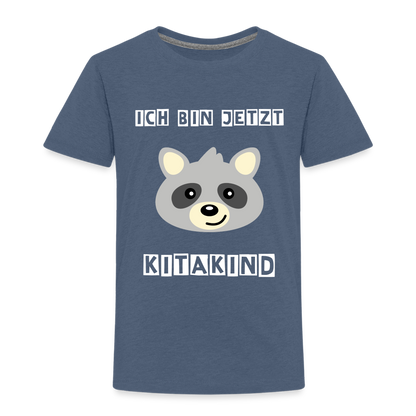 Kinder Premium T-Shirt - Kitakind Waschbär - Blau meliert