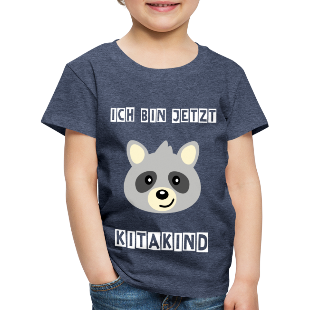 Kinder Premium T-Shirt - Kitakind Waschbär - Blau meliert