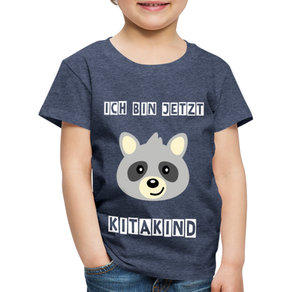 Kinder Premium T-Shirt - Kitakind Waschbär - Blau meliert