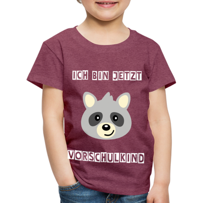 Kinder Premium T-Shirt - Vorschulkind Waschbär - Bordeauxrot meliert