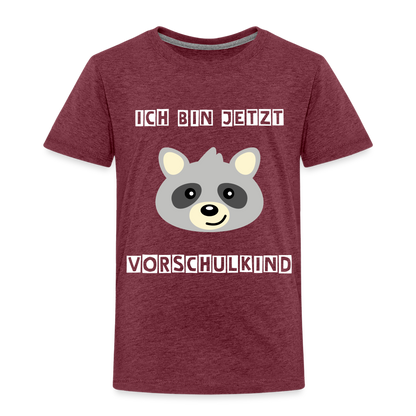 Kinder Premium T-Shirt - Vorschulkind Waschbär - Bordeauxrot meliert