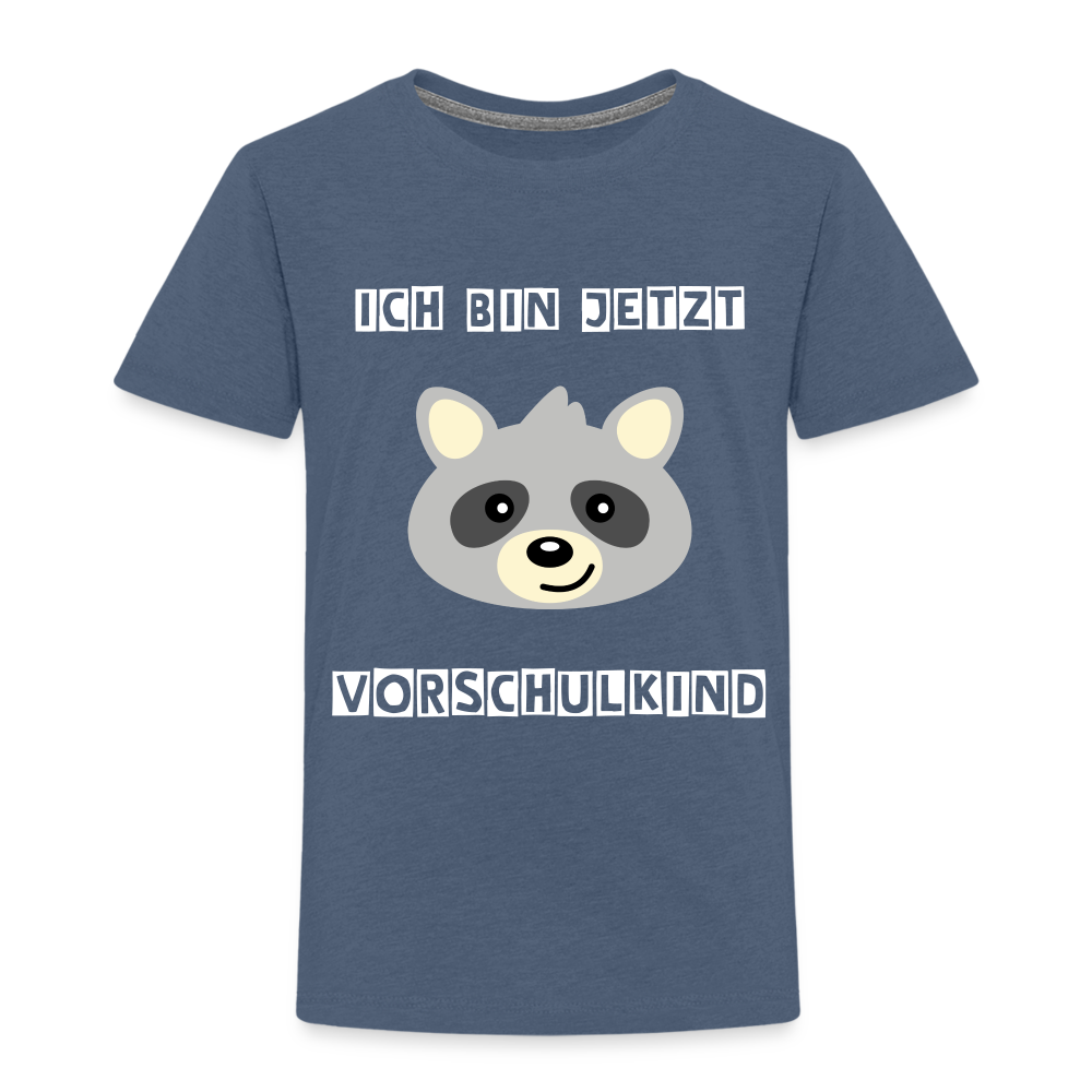 Kinder Premium T-Shirt - Vorschulkind Waschbär - Blau meliert