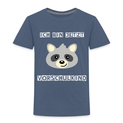 Kinder Premium T-Shirt - Vorschulkind Waschbär - Blau meliert