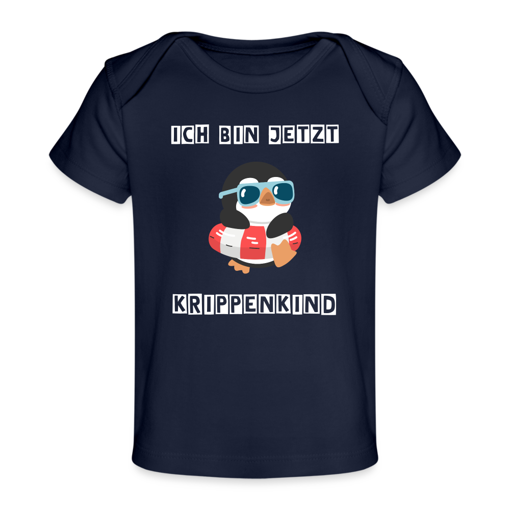 Baby Bio-T-Shirt - Krippenkind Pinguin - Dunkelnavy