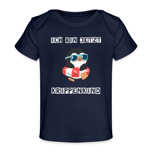 Baby Bio-T-Shirt - Krippenkind Pinguin - Dunkelnavy