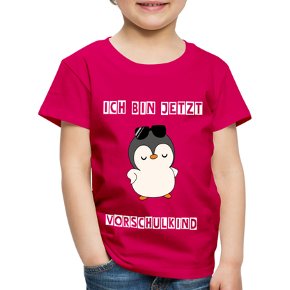 Kinder Premium T-Shirt - Vorschulkind cooler Pinguin - dunkles Pink