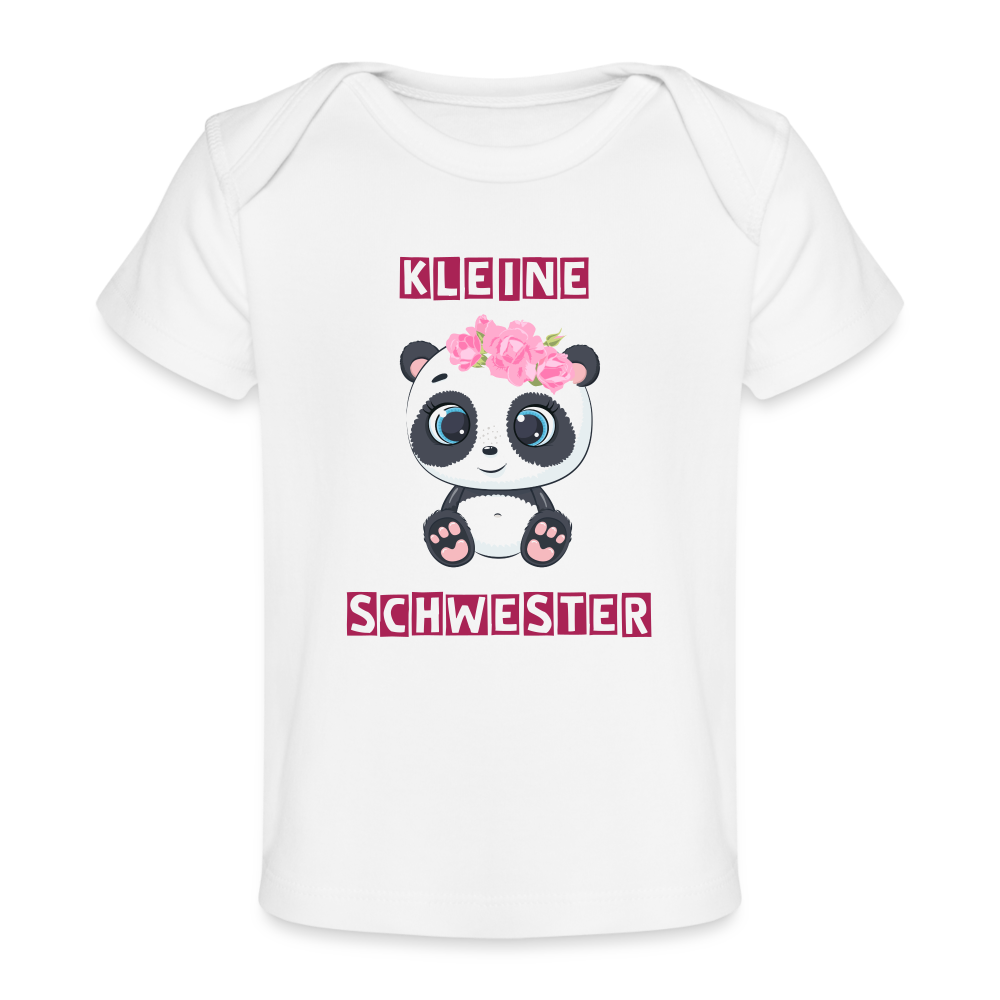 Baby Bio-T-Shirt - Kleine Schwester Panda - weiß