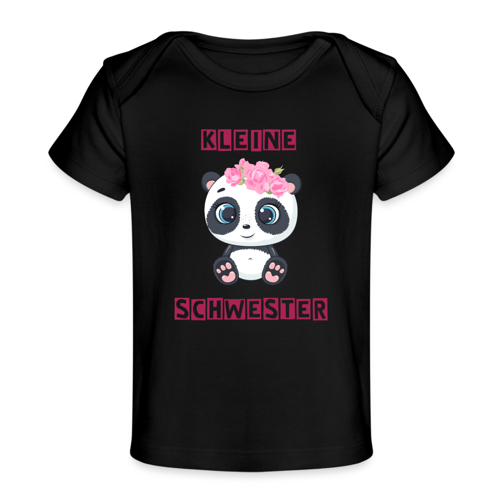 Baby Bio-T-Shirt - Kleine Schwester Panda - Schwarz