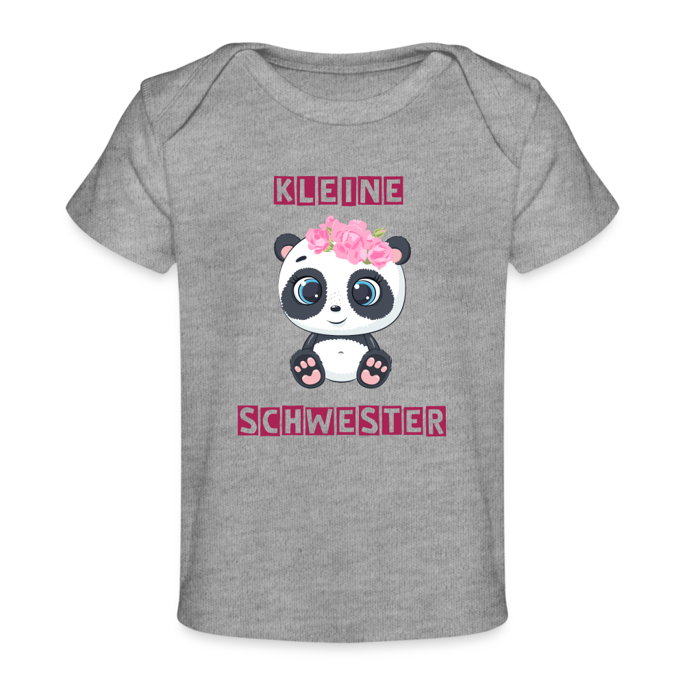 Baby Bio-T-Shirt - Kleine Schwester Panda - Grau meliert