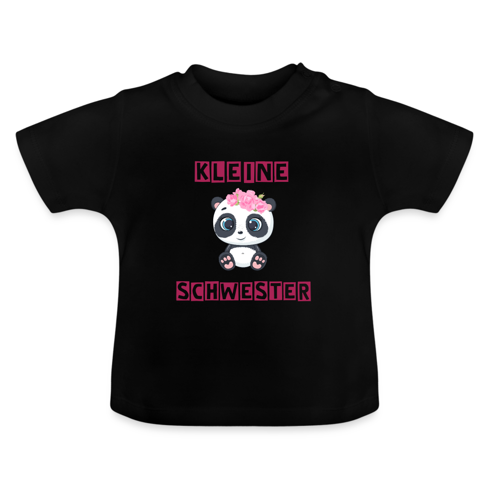 Baby T-Shirt - Kleine Schwester Panda - Schwarz