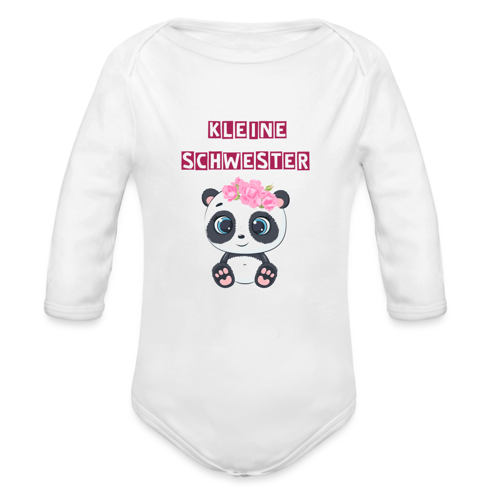 Baby Bio-Langarm-Body - Kleine Schwester Panda - weiß