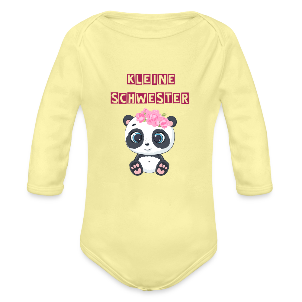 Baby Bio-Langarm-Body - Kleine Schwester Panda - Hellgelb