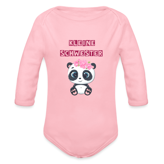 Baby Bio-Langarm-Body - Kleine Schwester Panda - Hellrosa